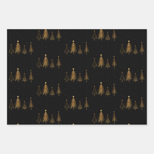 Metallic kerstbomen Black Inpakpapier Vel (Voorkant 2)