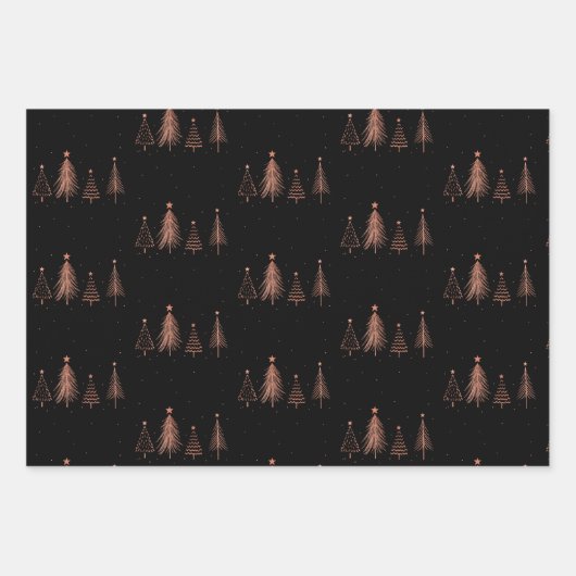 Metallic kerstbomen Black Inpakpapier Vel (Voorkant)