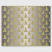Metallic Kerstboom Goud Zilver Patroon Luxe Cadeaupapier (Vlak)