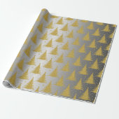 Metallic Kerstboom Goud Zilver Patroon Luxe Cadeaupapier (Uitgerold)