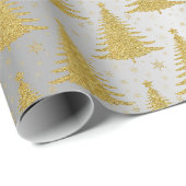 Metallic Kerstboom Goud Zilver Patroon Luxe Cadeaupapier (Rol Hoek)