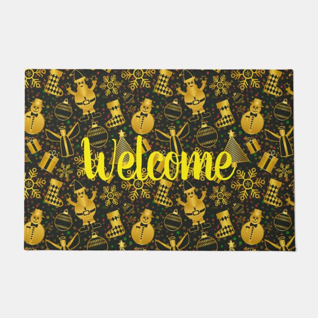 Metallic kerstcollage deurmat (Voorkant)