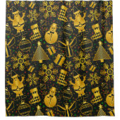 Metallic kerstcollage douchegordijn (Voorkant)