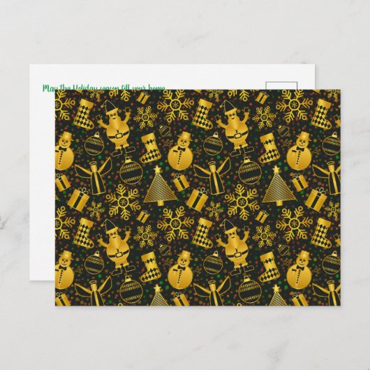 Metallic kerstcollage feestdagenkaart (Voorkant / Achterkant)