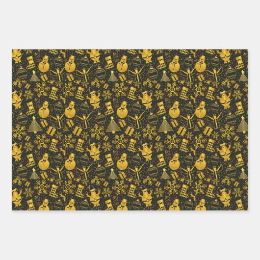 Metallic kerstcollage inpakpapier vel (Voorkant 3)