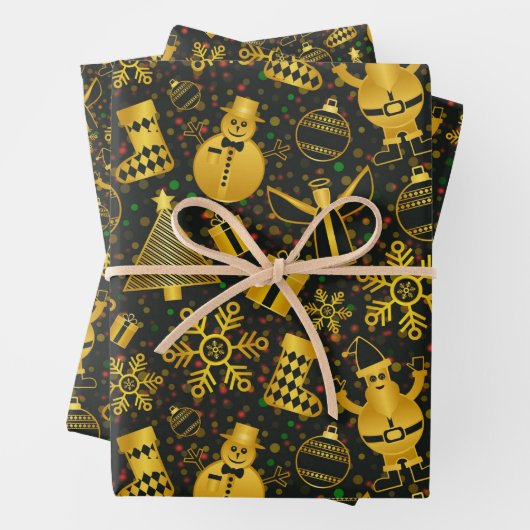 Metallic kerstcollage inpakpapier vel (In situ)