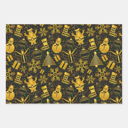 Metallic kerstcollage inpakpapier vel (Voorkant)