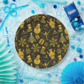 Metallic kerstcollage papieren bordje (Feest)