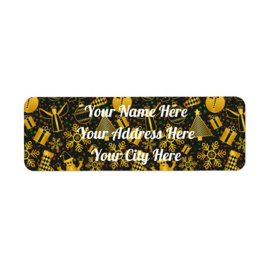 Metallic kerstcollage Return-adreslabel Etiket (Voorkant)