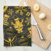 Metallic kerstcollage theedoek (Quarter Fold)