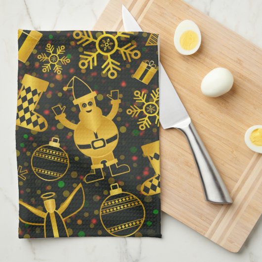 Metallic kerstcollage theedoek (Quarter Fold)