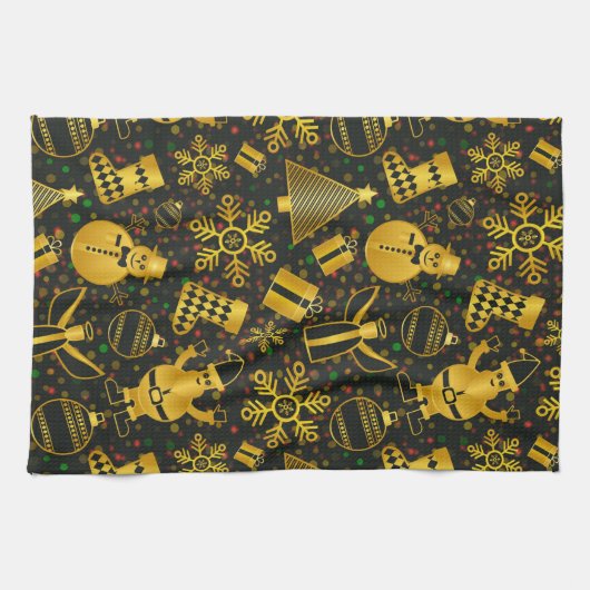 Metallic kerstcollage theedoek (Horizontaal)