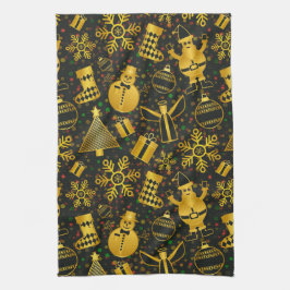 Metallic kerstcollage theedoek