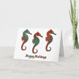 Metallic Kerstmis Seahorse Trio Feestdagen Kaart
