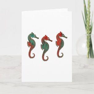 Metallic Kerstmis Seahorse Trio Feestdagen Kaart