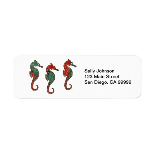 Metallic kerstseahorse Trio Etiket (Voorkant)