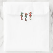 Metallic kerstseahorse Trio Ronde Sticker (Tas)