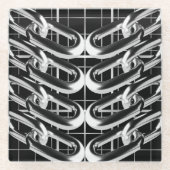 Metallic kettingpatroon glazen onderzetter (Voorkant)