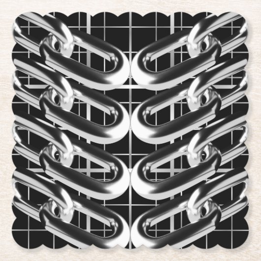 Metallic kettingpatroon kartonnen onderzetters (Voorkant)