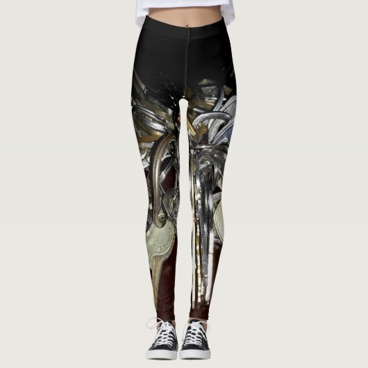 Metallic Keys Steampunk Chic Leggings (Voorkant)