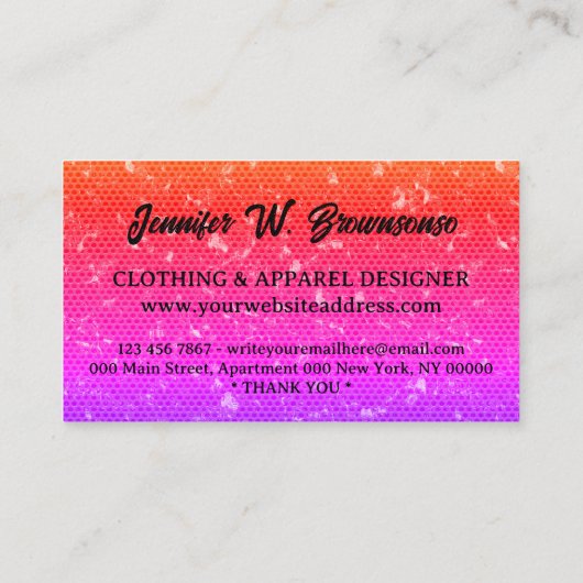 Metallic Kleurrijke T Shirt Print Kleding Kleding Visitekaartje (Achterkant)