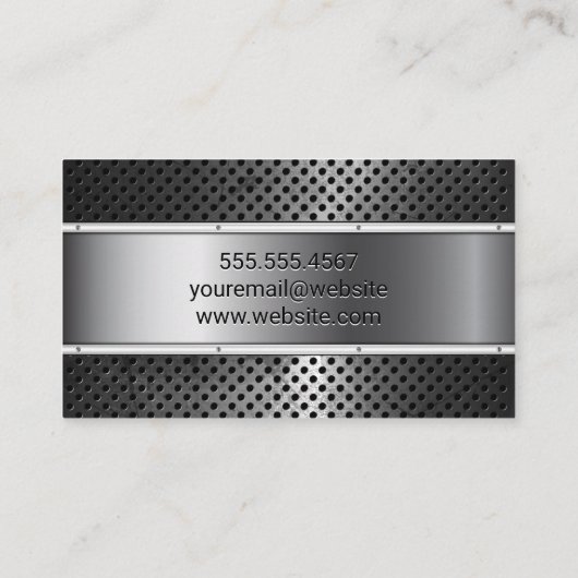 Metallic | klinknagels | Metaal verroeste perforat Visitekaartje (Achterkant)