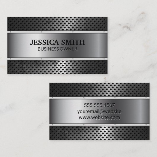 Metallic | klinknagels | Metaal verroeste perforat Visitekaartje (Voorkant / Achterkant)