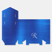 Metallic Koningsblauw Krullend Wit Monogram Bedankdoosjes (Ongevouwen)