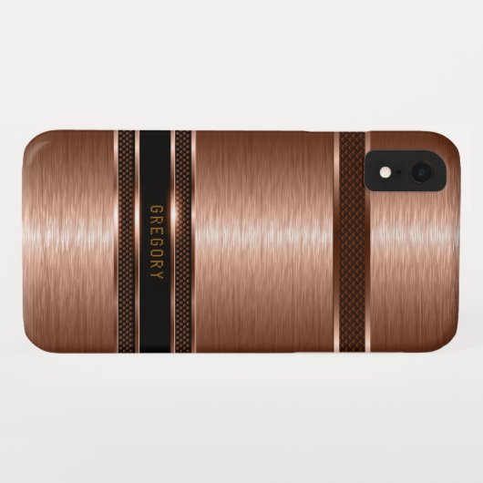 Metallic koper bruin geometrisch ontwerp 2 Case-Mate iPhone case (Achterkant (horizontaal))