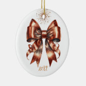 Metallic Koper Vakantie boog Jaar Highlight Keramisch Ornament (Rechts)