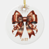 Metallic Koper Vakantie boog Jaar Highlight Keramisch Ornament (Voorkant)