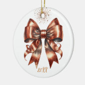 Metallic Koper Vakantie boog Jaar Highlight Keramisch Ornament (Links)