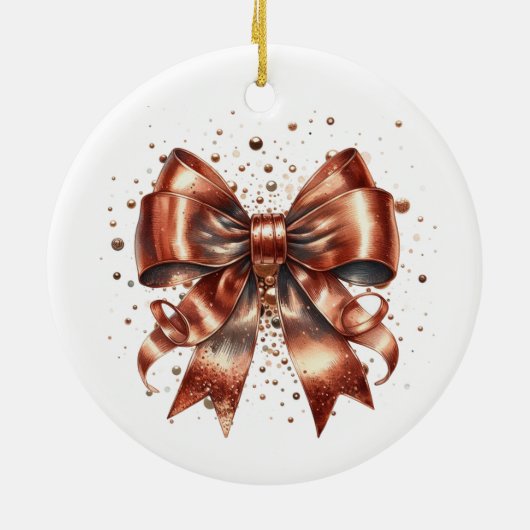 Metallic Koper Vakantie boog Jaar Highlight Keramisch Ornament (Achterkant)