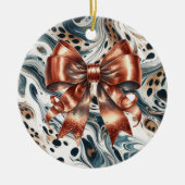 Metallic koperen boog luipaard achtergrond keramisch ornament (Voorkant)