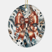 Metallic koperen boog luipaard achtergrond keramisch ornament (Links)