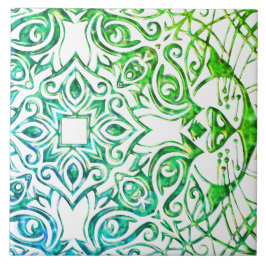 Metallic koperlook kat art cool mandala keramiek tegeltje