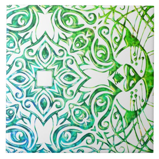 Metallic koperlook kat art cool mandala keramiek tegeltje (Voorkant)