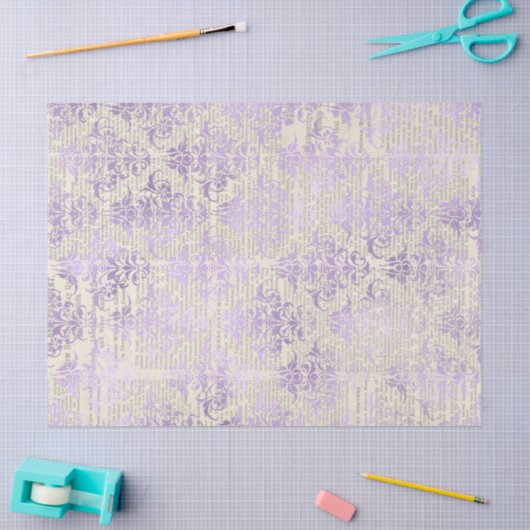 Metallic lavender Damask op sprint-ontkoppeling Tissuepapier (Craft)