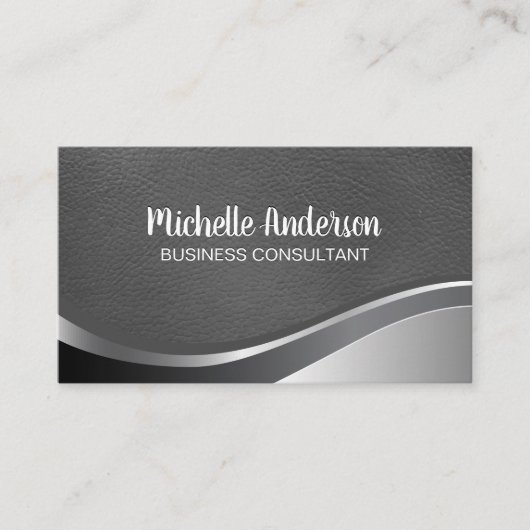 Metallic Leather | Emboss Lettering Business Card Visitekaartje (Voorkant)