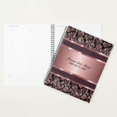Metallic licht roze bloemdamast planner (Display)