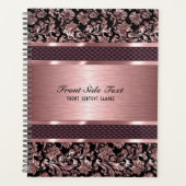 Metallic licht roze  bloemdamast planner (Voorkant)