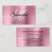 Metallic licht roze Folie Fancy Monogram Visitekaartje (Voorkant / Achterkant)