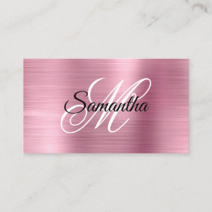 Metallic licht roze Folie Fancy Monogram Visitekaartje