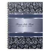 Metallic Light Blue  Floral Damaskers Notitieboek (Voorkant)