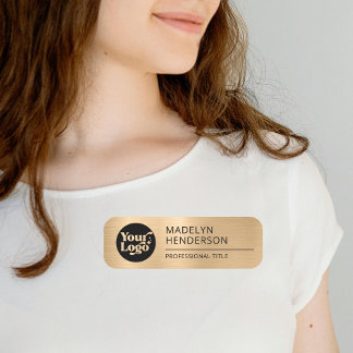 Metallic Light Gold Company Logo Medewerker Magnet Naamplaatje