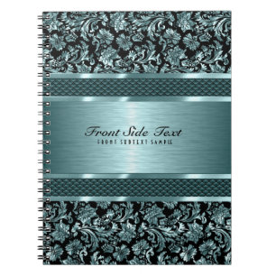 Metallic Light Green  Floral Damaskers Notitieboek