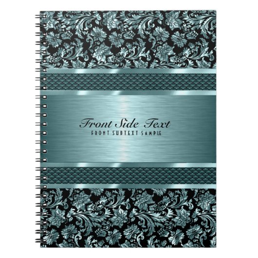 Metallic Light Green Floral Damaskers Notitieboek (Voorkant)