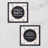 Metallic lijnen | Marmer | Goudgespikkelde banner Vierkante Visitekaartje (Voorkant / Achterkant)