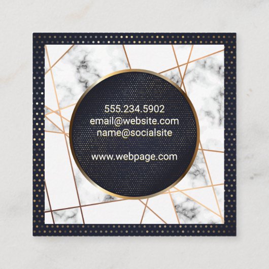 Metallic lijnen | Marmer | Goudgespikkelde banner Vierkante Visitekaartje (Achterkant)