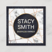 Metallic lijnen | Marmer | Goudgespikkelde banner Vierkante Visitekaartje (Voorkant)